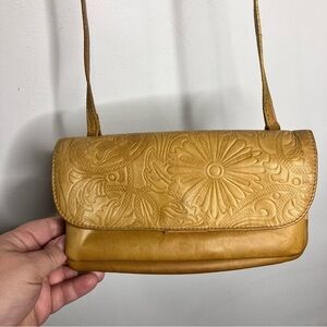 C & C California golden yellow leather crossbody bag small size